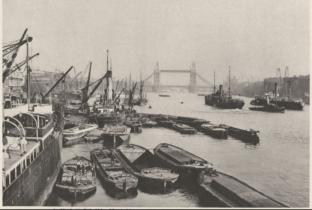 LONDON. Shipping pool of. A vista from London Bridge to Tower Bridge 1926